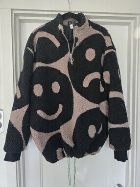 LAZY OAF HAPPY SAD Sherpa Pullover. Size L